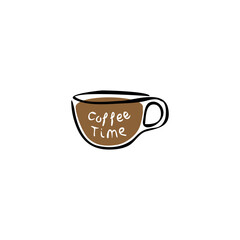Hand drawn coffee icon isolated on white background. Food and drinks. Vector image of coffee cup. Cup of coffee.