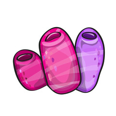 Algae and underwater inhabitants. Underwater plant, sponges. Cartoon style element isolated on white background.