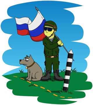Soldier with the Russian flag (Defender of the Fatherland)