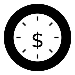 Dollar under magnifying glass, icon of financial target

