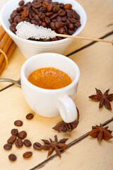 espresso coffee with sugar and spice