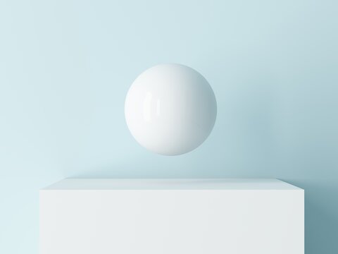 White sphere above white podium © customdesigner