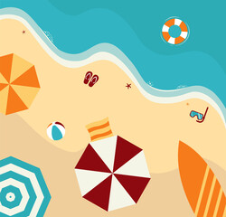 sea landscape beach vector illustration in flat style