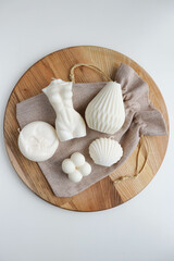 gift concept. set of handmade candles made from natural soy wax