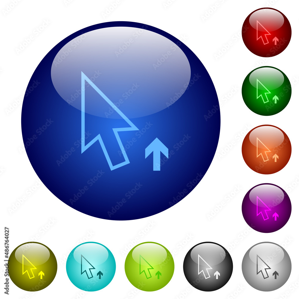 Poster arrow cursor up outline color glass buttons