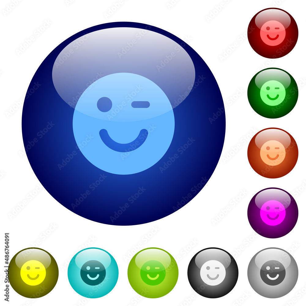 Wall mural Winking emoticon solid color glass buttons