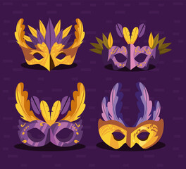 colored mardi gras masks