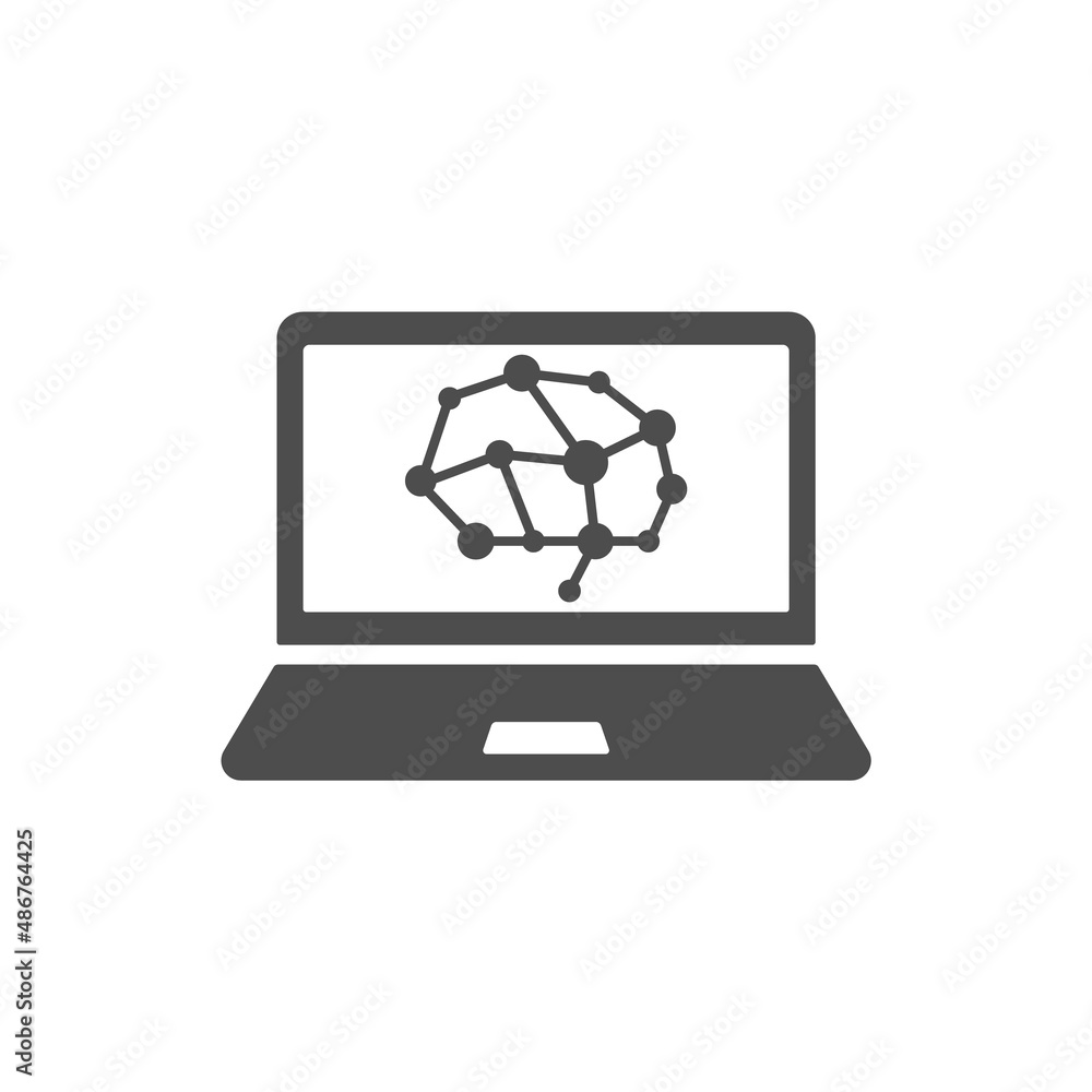 Poster artificial intelligence silhouette vector icon isolated on white. cyber technologies icon for web, m