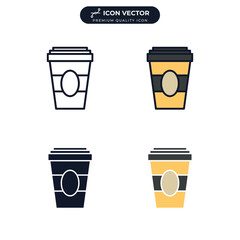 Disposable coffee cup icon symbol template for graphic and web design collection logo vector illustration