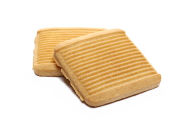 Shortcake biscuits with milk and honey isolated on white