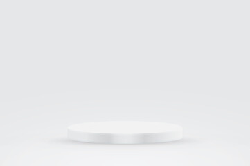 Round white stage podium illuminated with light. Vector for product presentation