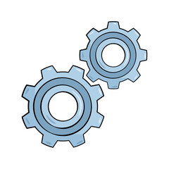 Blue cogwheels. Vector illustration. Cartoon