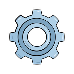 Blue cogwheel. Cartoon. Cartoon. Vector illustration