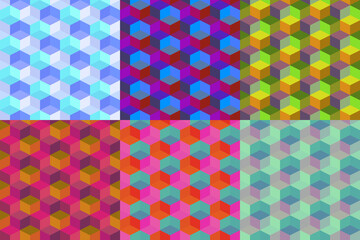 Set of multicolored hexagon pattern