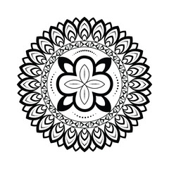 Mandala. Ethnic decorative elements. Hand drawn vector in illustration on background. Islam, Arabic, Indian, ottoman motifs. Vintage decorative elements. Oriental pattern. Monochrome contour mandala.