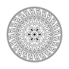 Mandala with vector in illustration hand drawn elements in the Arabic, Indian, turkish, pakistan, ottoman, tribal motifs. Image for adult coloring books,
