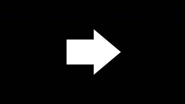 Animated squirrel arrow on a black background. Moving arrow to the side. Animation 4K 30fps 