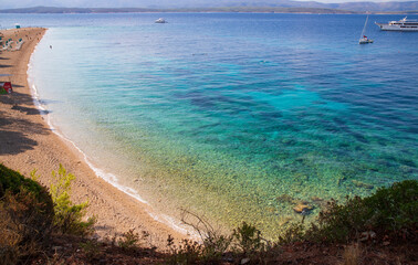 Golden Horn Beach, Zlatni Rat, Golden Cape, zuidkust van het Kroatische eiland Brač, in de regio Dalmatië