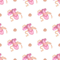 Watercolor pattern with ballet pointe shoes on a white background © Natalia P.