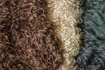 close-up texture of painted wool from different colors