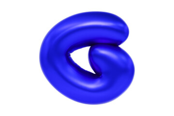 Funny 3D font letter G made of blue balloon, cartoon font, Premium 3d illustration