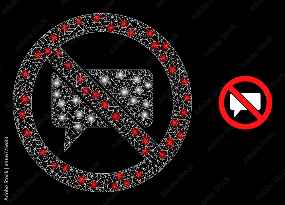 Poster forbidden opinion icon and constellation mesh forbidden opinion model with glitter light spots. illu