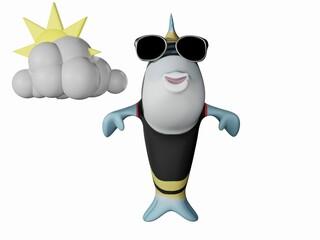 Fish and Sunglasses and sunny sky