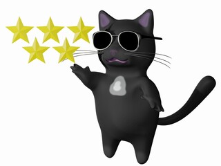Cat and Sunglasses and 5 stars