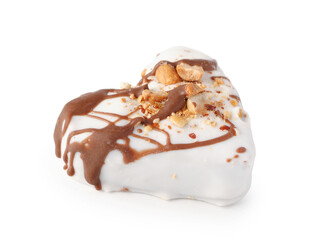 Heart-shaped cookies with nuts and chocolate icing