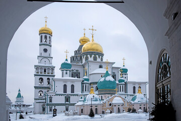 ISTRA, RUSSIA - January 16, 2022, The Resurrection Cathedral of New Jerusalem Monastery was built...