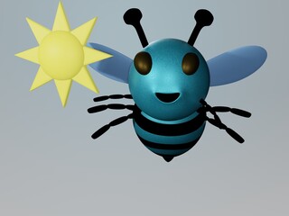 Blue Bee and sunny sky