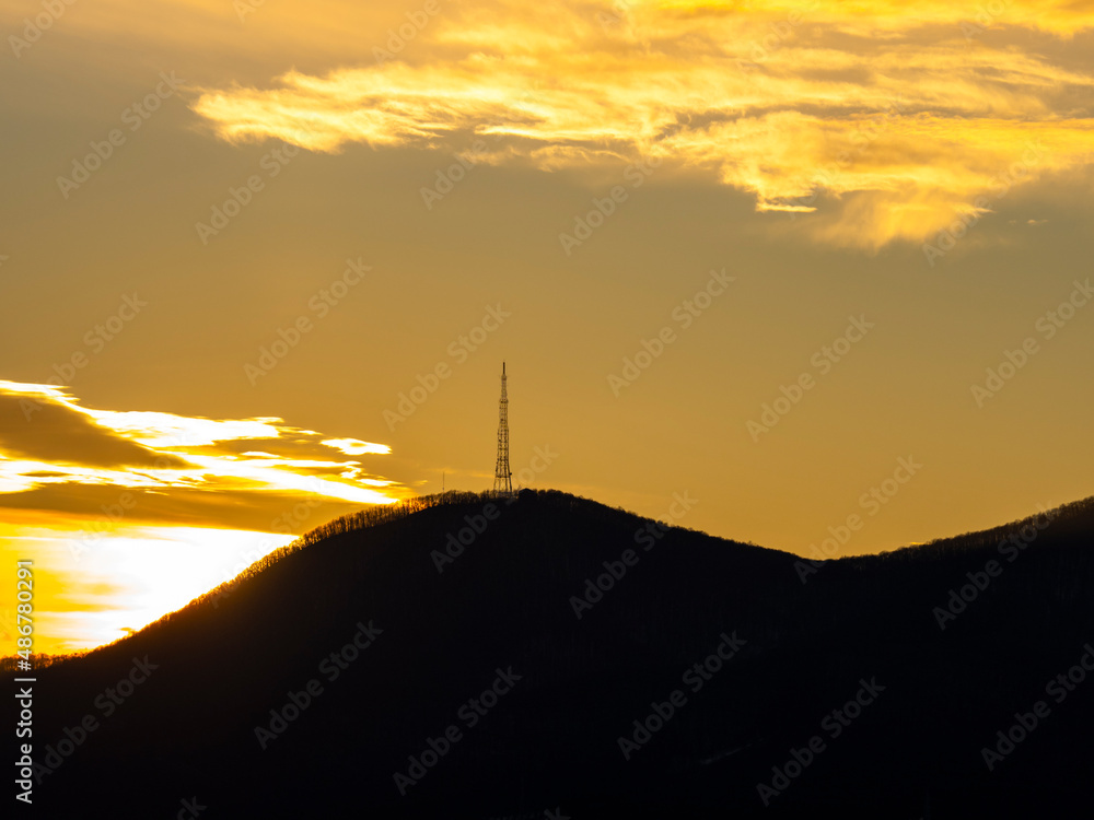 Poster Landscape at the sunset