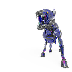cyber dog is in defend pose in white background with copy space