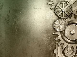 metallic gears background, 3D illustration