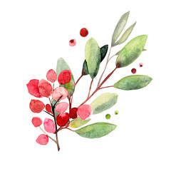 Flowers watercolor illustration, floral composition
