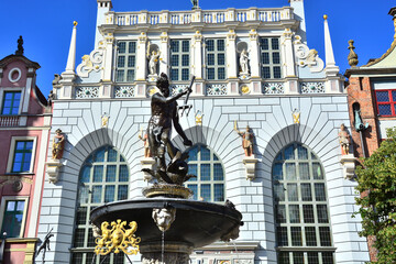 Neptun's fountain in old town of Gdansk, at Dlugi Targ street, Long Market street © Grazyna Nowicka