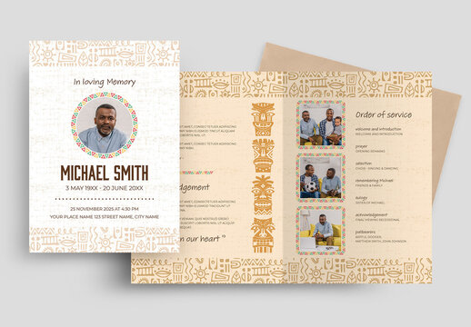 Funeral Program Layout with African Tribal Theme