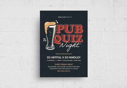 Pub Quiz Night Flyer Poster Layout