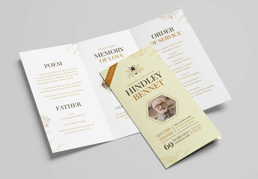 Trifold Funeral Program Obituary with Beekeeper Beekeeping Bee Theme