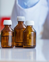 Various chemical solutions in the lab