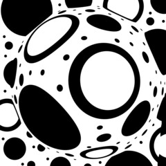 Abstract illustration for design. Black and white round.