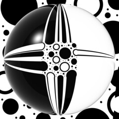 Abstract illustration for design. Black and white template. Sphere.