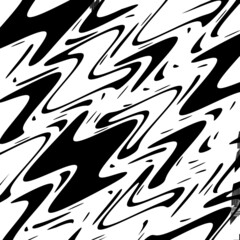 Black and white abstract illustration. Waves, lines, spots.