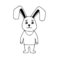 Cute rabbit doodle icon. Cute pets vector art on white background.