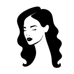Beautiful silhouette of hairstyle for women. Female icon for beauty salon.  Vector illustration.