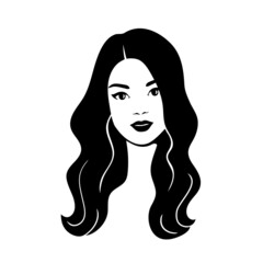 Beautiful silhouette of hairstyle for women. Female icon for beauty salon.  Vector illustration.