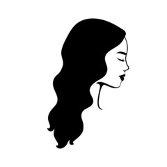 Beautiful silhouette of hairstyle for women. Female icon for beauty salon.  Vector illustration.