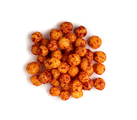 Red Corn Balls Isolated, Puffs with Spices