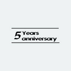 5 year anniversary black rise vector, icon, logo, stamp illustration