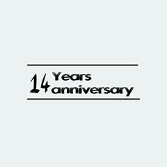 14 year anniversary black rise vector, icon, logo, stamp illustration